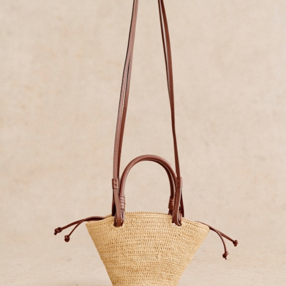 Sezane Justine Mini Basket Bag Natural Raffia - Size TU - Picture 5 of 5